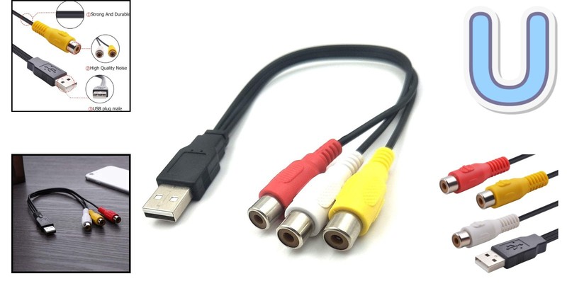 USB 2.0 Male to 3 RCA Female Video Audio Capture Cable for All Devices gallery