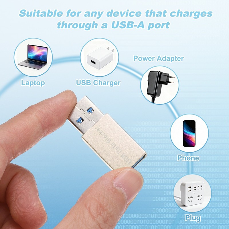 2 Pcs USB Data Blocker, USB A to A Data Protector, Gold gallery