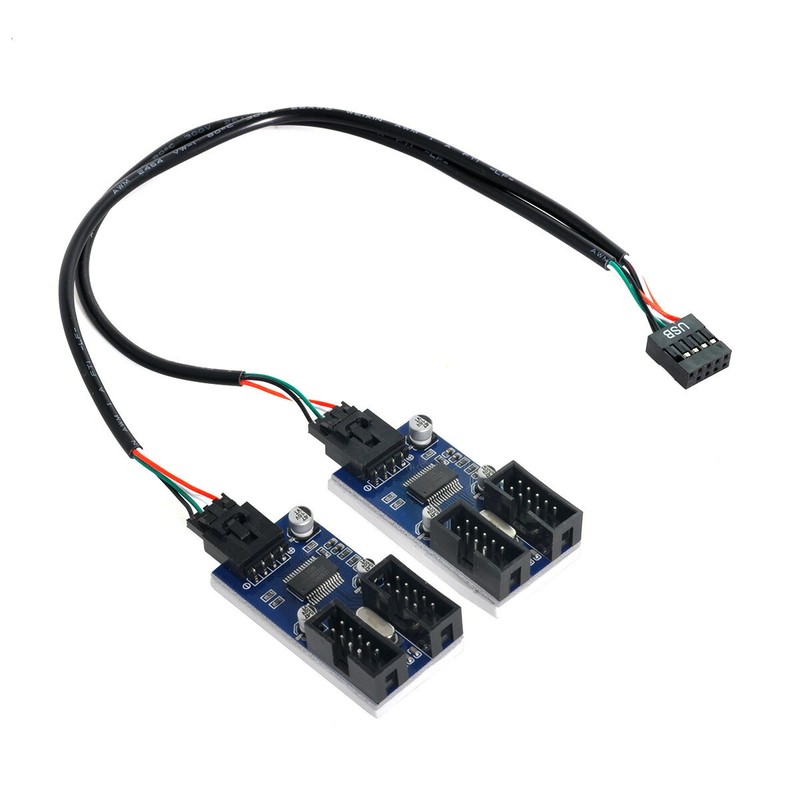 4 Female Extension Cable to 9pin USB 2.0 Header Splitter HUB Connector Adapter