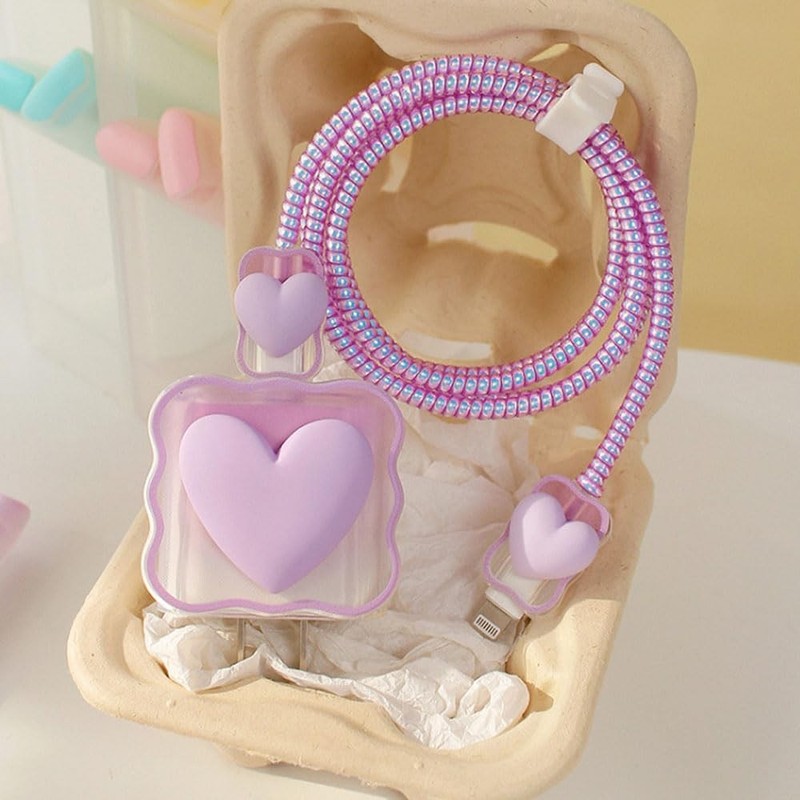 SOKPEWWM Waves Purple Heart Shape DIY 18W 20W Data Cable USB Charger 1.4m gallery