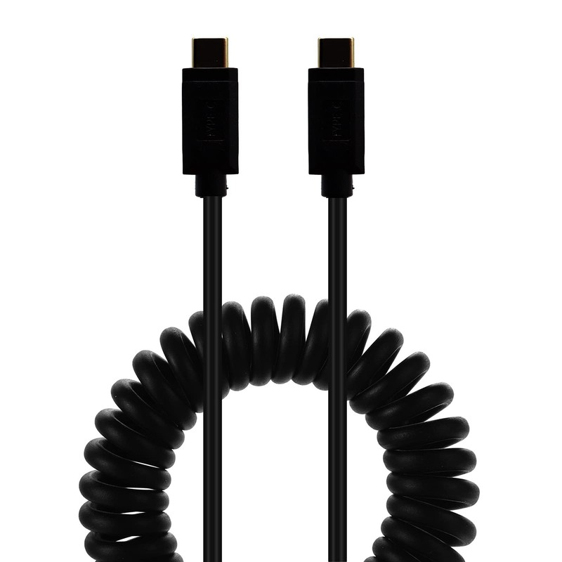 Coiled Spring Type C Male To Type C Male USB Charging Cable Adapter 1.2M