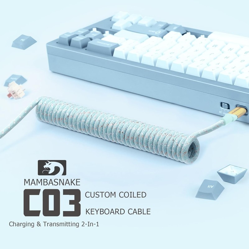 Custom Coiled USB C to A Cable for Gaming Keyboard,Double-Sleeved Starlight B... gallery