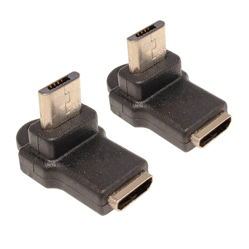 Micro USB 2.0 5Pin Male To Female Extension Adapter 90 Degree Angle 2 PCS Set
