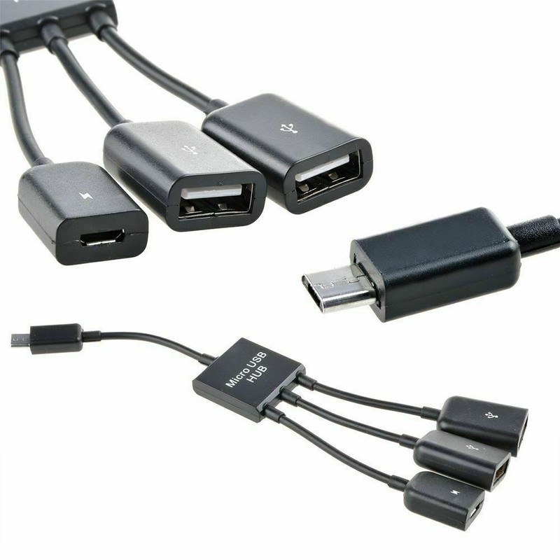 3 in1 Male to Female Micro USB 2.0 Power Charging Host OTG Hub Cable Adapter US gallery