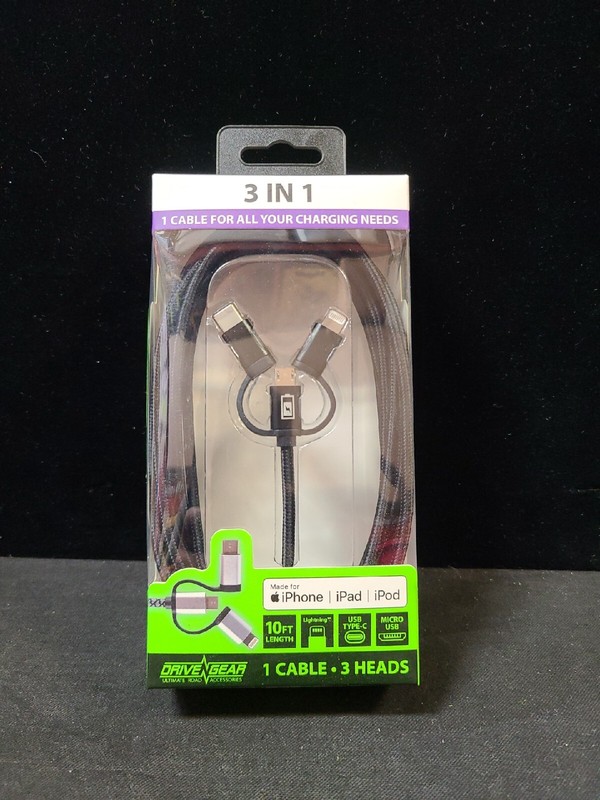 3 in 1 Fast USB Charging Cable Universal Multi Function Cell Phone Charger Cord