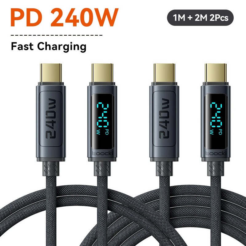 2PCS Toocki 240W USB C Cable PD 3.1 Fast Charging USB Type C To Type C Wire New gallery