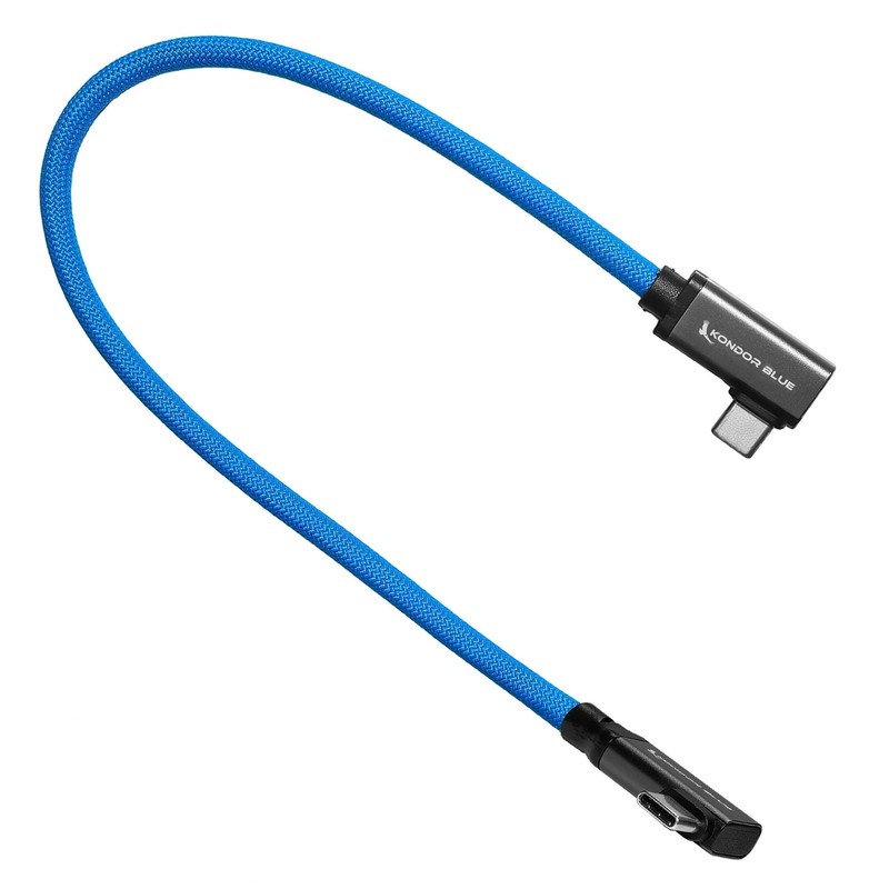 | Dual Right Angle 12" USB-C Braided Cable for 8K Data and Power Delivery | 2... gallery