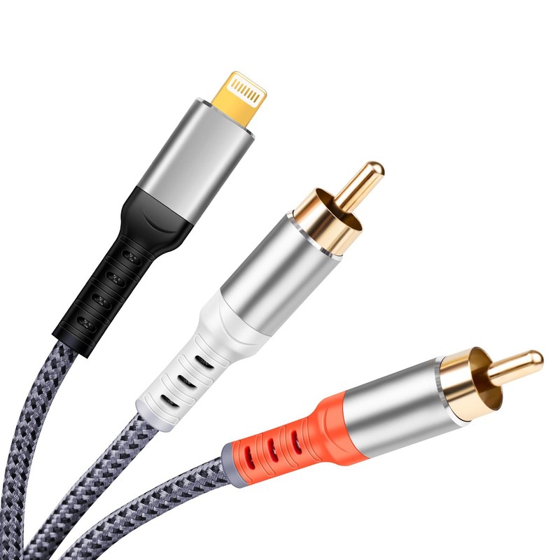 MFi Certified Compatible with Lightning to RCA Cable Audio Aux Adapter, 4FT iOS