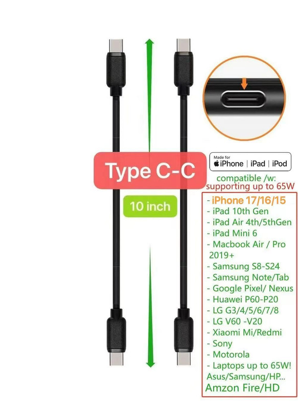 10-Pack Multi Short USB Cables & Typec-C Cables for Charging Stations Compatible gallery