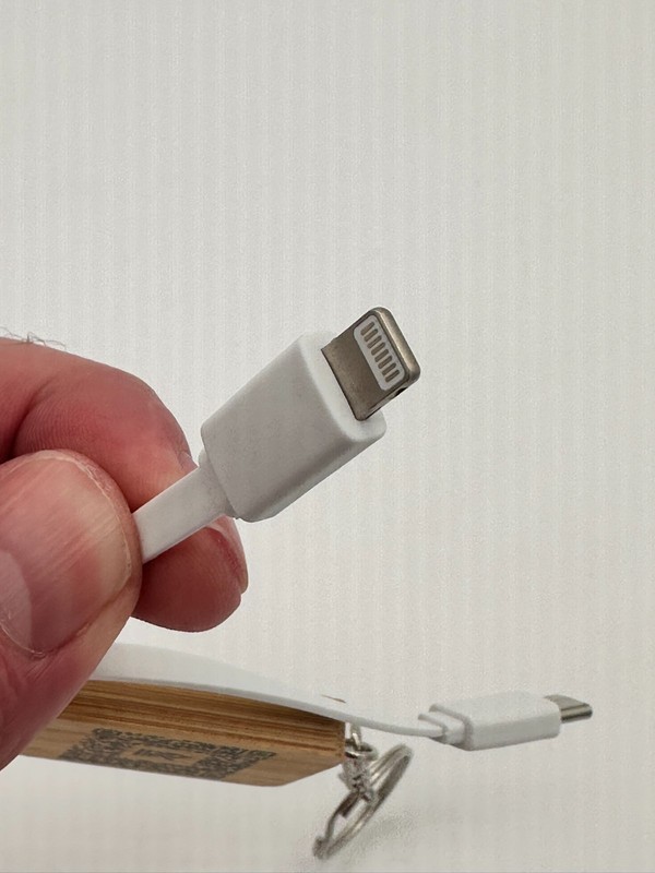 3-in-one Bamboo Charging Cable Keychain: USB-C, Micro USB, USB 3.0, 8-pin gallery