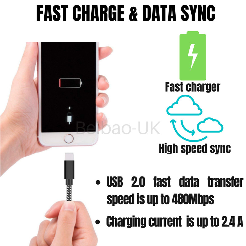 Braided USB Charger Cable 10ft For iPhone 14 13 12 11 XR iPad Charging Data Cord gallery