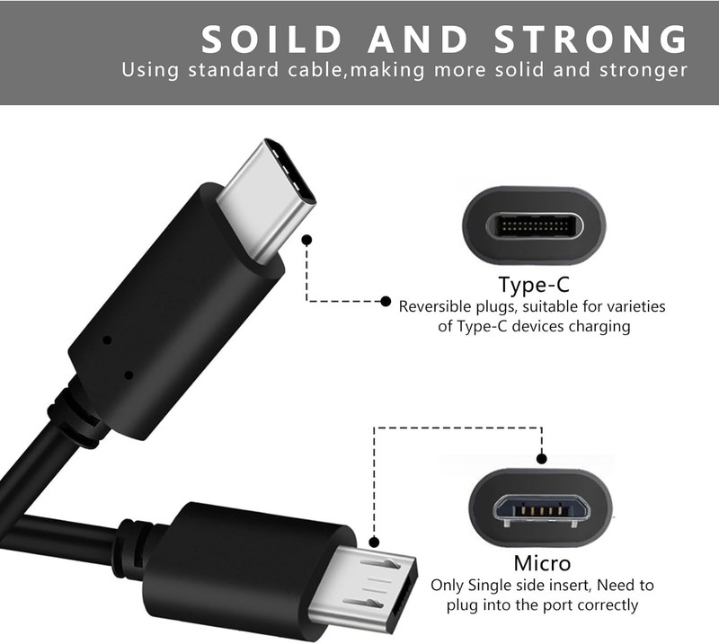 USB Type C to Micro 5V/2.4A Data & Sync Transfer OTG charging cable - Black Lot gallery