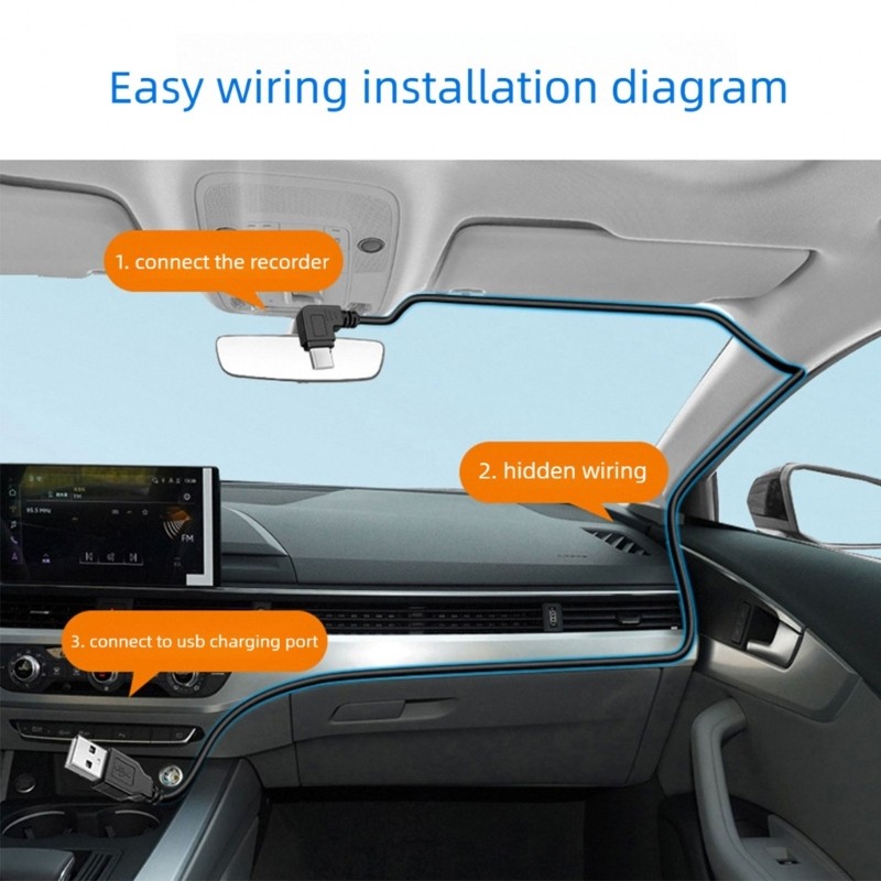 Extended Length 3.5M USB To Type C Charging Cable Angled/Straight For Dashcams gallery