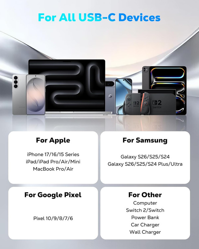 Phone Wrist Strap Charging Cable, USB-C to USB-C Cable with 240W Fast Charging, gallery