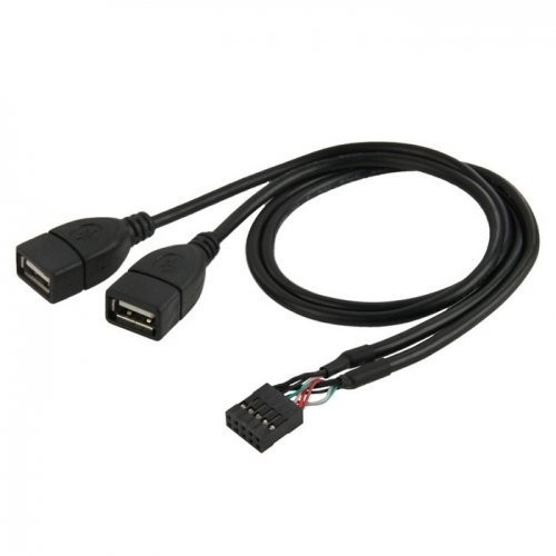 USB 10 Pin 9Pin Motherboard Female Header To Dual USB 2.0 Adapter Cable 50cm