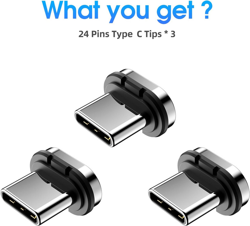 24Pins Magnetic USB C Connector Tips Head (3 Pack) Compatible for Most Type C Ma gallery