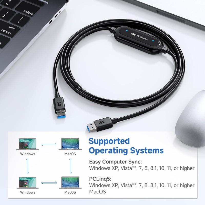 USB 3.0 Data Transfer Cable PC to PC for Windows, USB Transfer Cable in 6.6 Ft - gallery