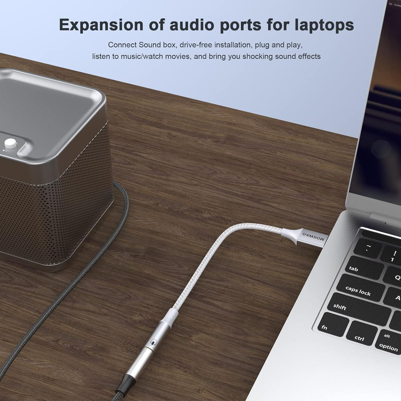 USB to 3.5mm Jack Audio Adapter,USB to Aux Cable with TRRS 4-Pole Mic-Supported gallery