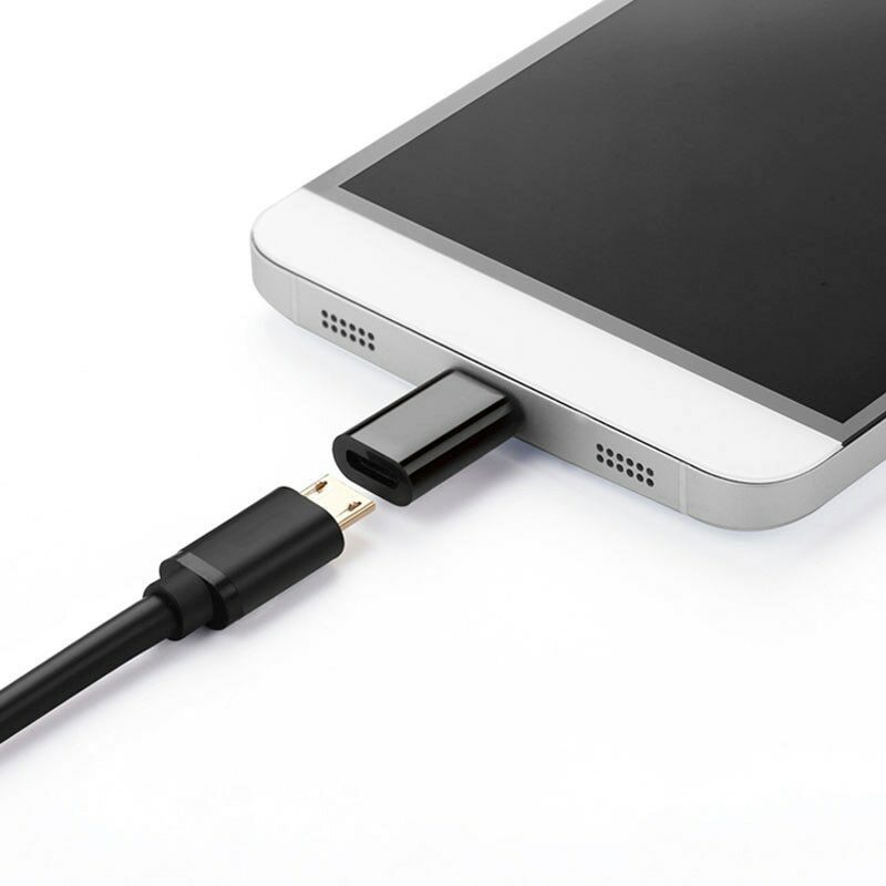 USB Type C Male to Micro USB Female Adapter OTG Converter (Black) Pack of 2 gallery
