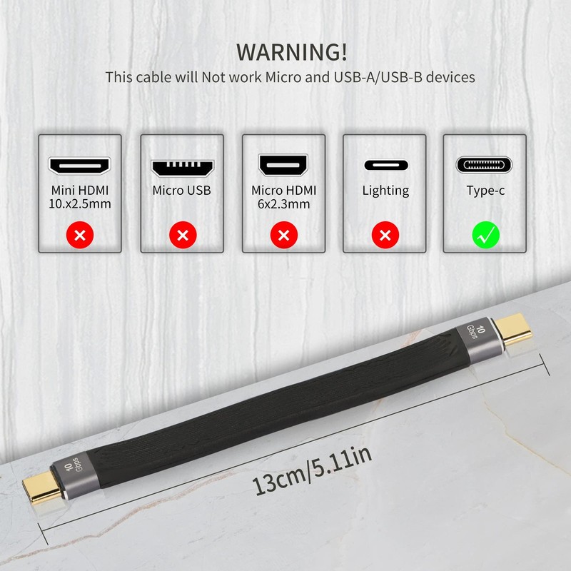 5.11 in 100W USB C to USB C Cable 10Gbps 3.1 Gen 2 PD Fast Charging Cord gallery