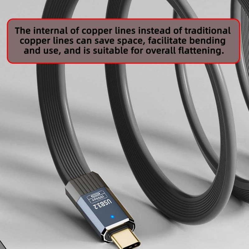 USB A to USB C Flat Cable,USB 3.2 Gen 2 10Gbps Data Transfer PD 15W Fast Char... gallery