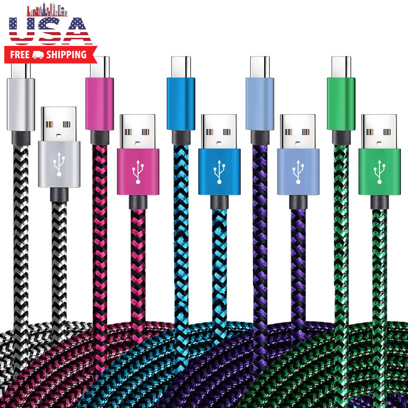 USB Type C Cable Fast Charging, Tpc001 5 Pack(6Ft 3A) Braided C Charger Cables C