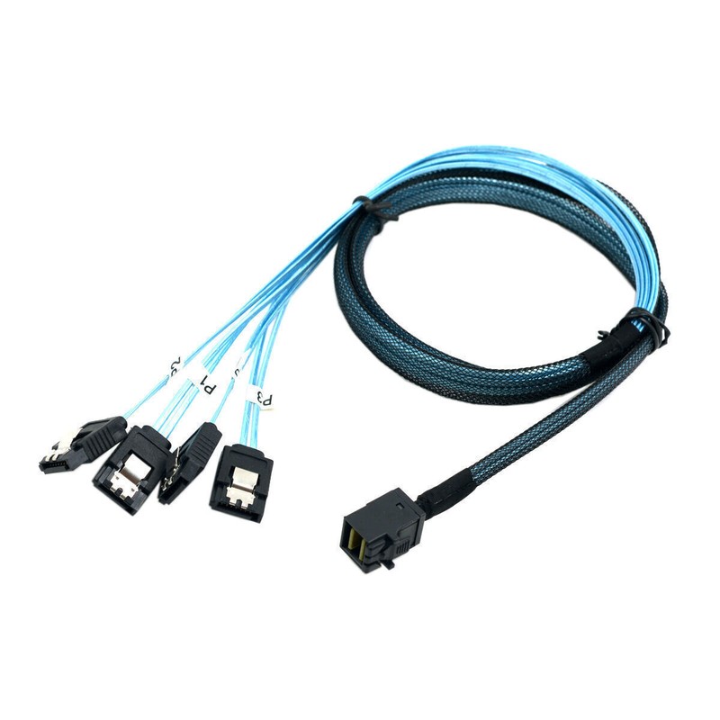 Cablecy Internal Mini SAS SFF-8643 Host to 4 SATA 7pin Hard Disk Fanout gallery