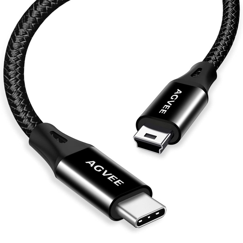 USB C to Mini USB 5Pin Cable Braided OTG Data Charger Cord for Camera GPS