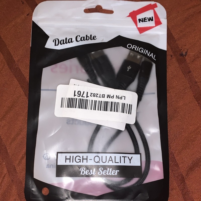 Black Braided Nylon USB-A to 8 Pin Fast Charge Charging/Data Sync Cable 1m
