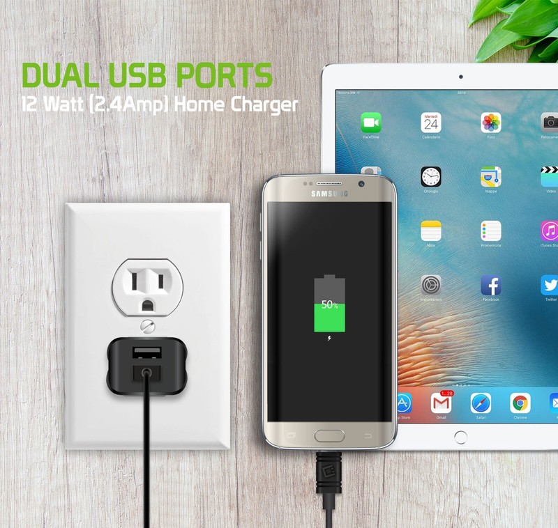 Cellet 12Watt 2.4 Amp Home Charger with 2 USB Ports (Micro-USB Cable Included) gallery