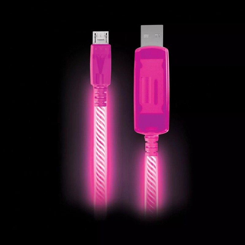 5x Electroluminescent Micro USB Charging Sync Cable Light Up Pulse V2 3FT Pink