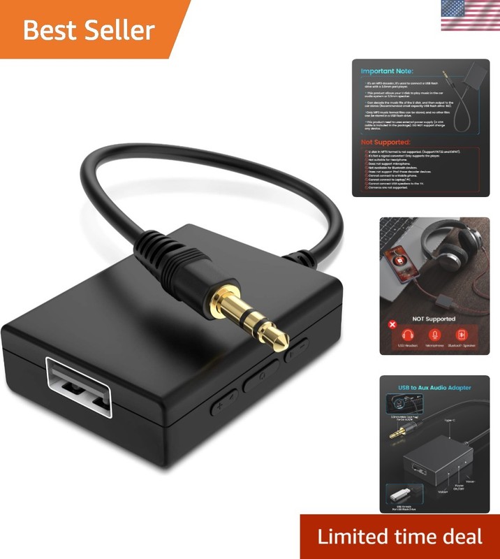 3.5mm Male to USB Female Adapter – Enjoy Music in Car with Flash Drive