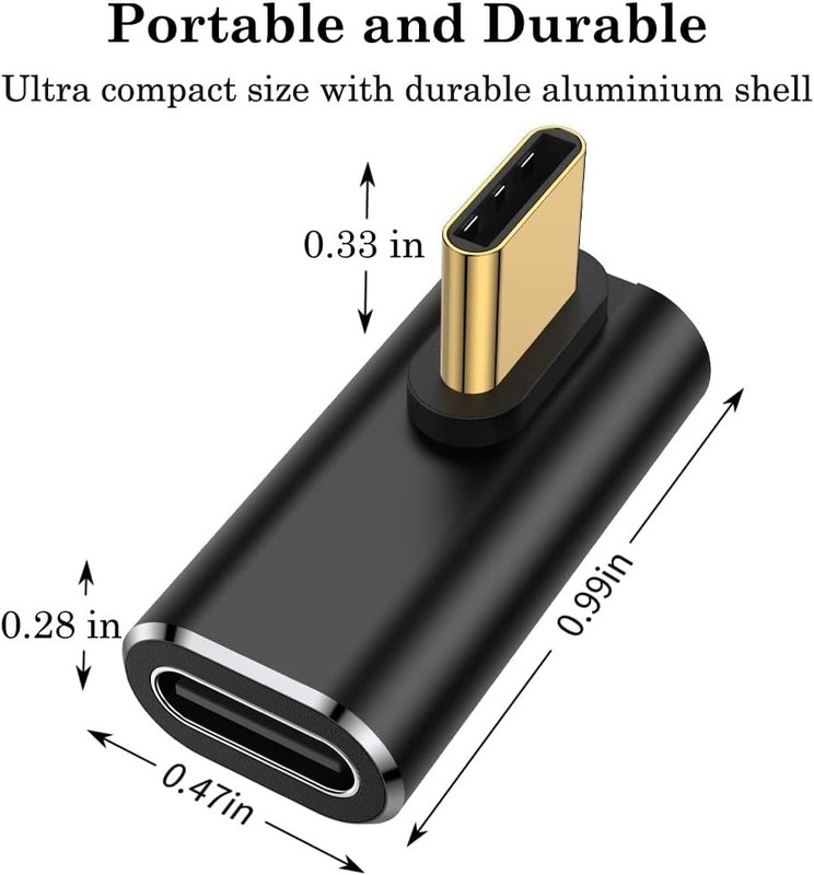 2-Pack USB C 90 Degree Adapter | L Shape Connector for Fast Charging & Data gallery