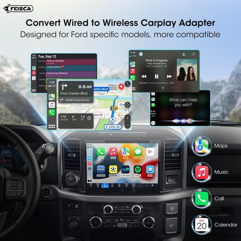 Wireless CarPlay Adapter for iPhone - Convert Wired to Wireless, Mini Size, Plug gallery