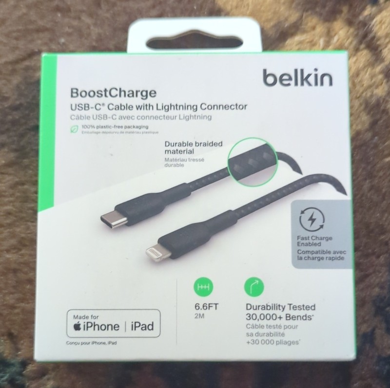 100% Authentic Belkin BoostCharge USB-C to apple Braided Cable 6.6