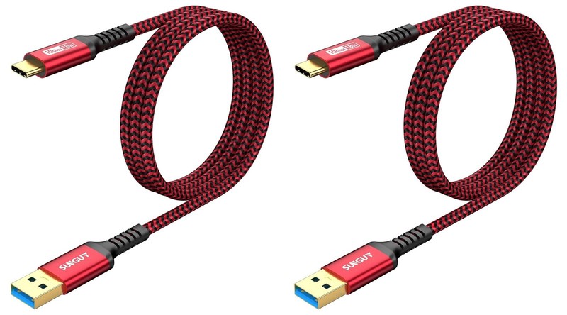 SUNGUY 10Gbps USB C 3.1 Gen 2 Cable, [2-Pack, 4FT] USB A to USB C 3A Fast Charge
