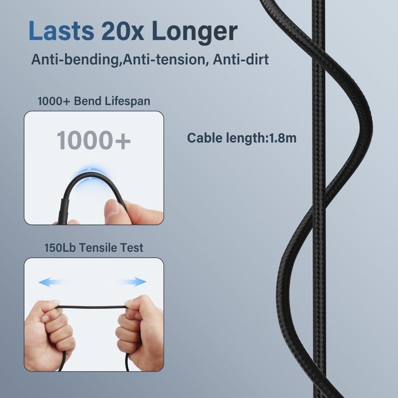 100W USB C to DC 5.5mm Power Cable, 90° Male Connector, 1.8M Fast Charging Cord gallery