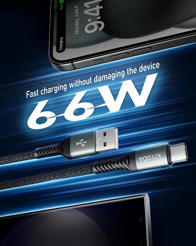 Coiled USB a to USB C Cable 6FT, 2Pack USB C Cables for Car, USB to USB C 66W Fa gallery