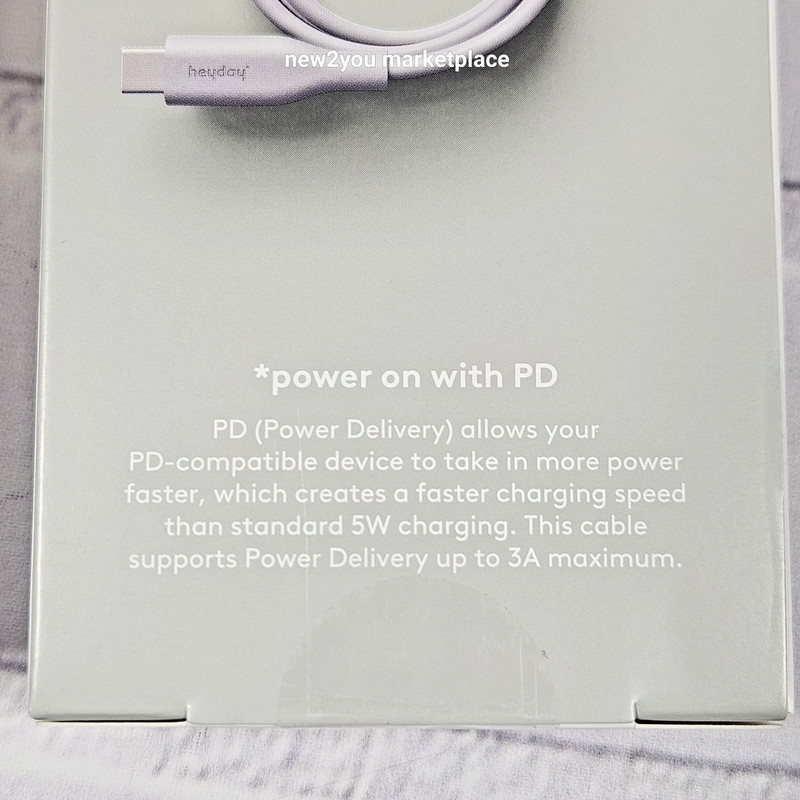 2 lot Heyday 3 FT Fast Charging Cable Iphone/ Ipad-Samsung USB-C To USB-C, Gray gallery