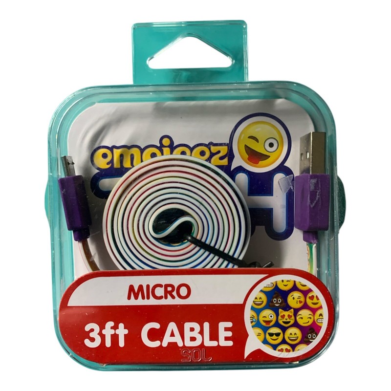 Wholesale Lot of 6 x 3ft Emoji Printed Micro USB Cable in Retail Package Emojeez gallery