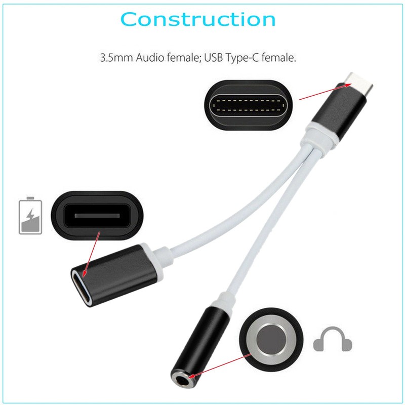 USB Type C To 3.5mm Aux Audio Charging Cable Adapter Splitter Headphone Jack US gallery