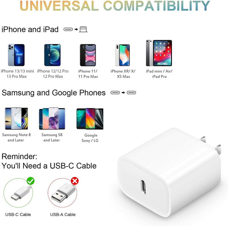 Wholesale Bulk For iPhone iPad 20W USB C Type C Power Adapter Fast Charger Block gallery