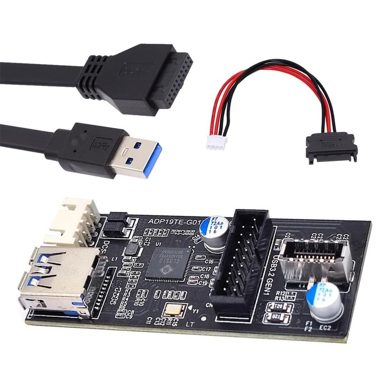 USB 3.0 19/20Pin & Type-E Female Header Splitter to Dual Type-E & USB 3.0 20P…