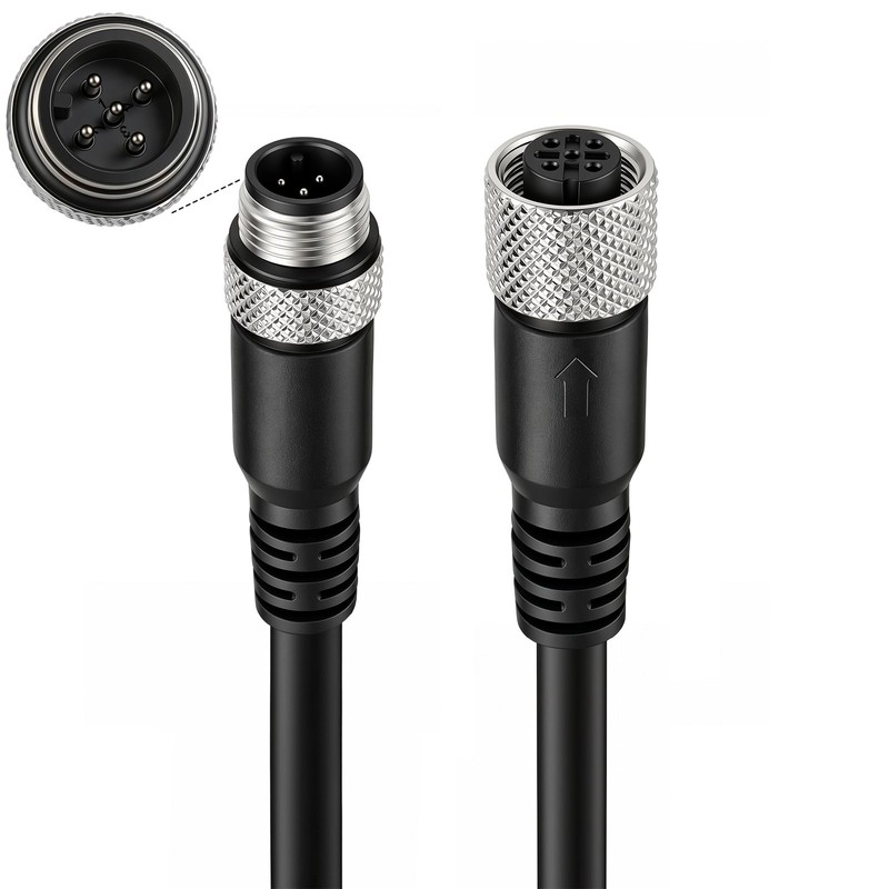 M12 A-Code 5Pin Shielded Signal Cable, Male to Female Waterproof Circular Con…