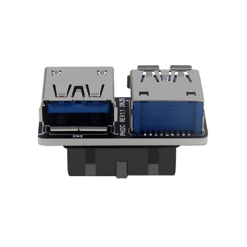 Dual USB 3.0 A Female to Motherboard 20/19 Pin Header Slot Adapter PCBA Flat