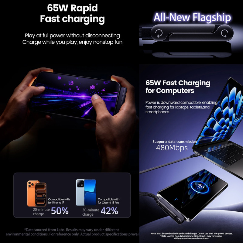 240W Fast Charging Cord USB C to USB C Cable Invisible Stand Charger Cable 5 FT gallery