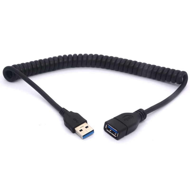 Spiral Coil USB Cable USB 3.0 to Female Extension Cord 1.5 m/3.3 Feet