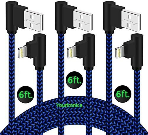 20 PACK 6ft 90 Degree Angle Fast Charging Cable Quick Charger Charge Data Cord