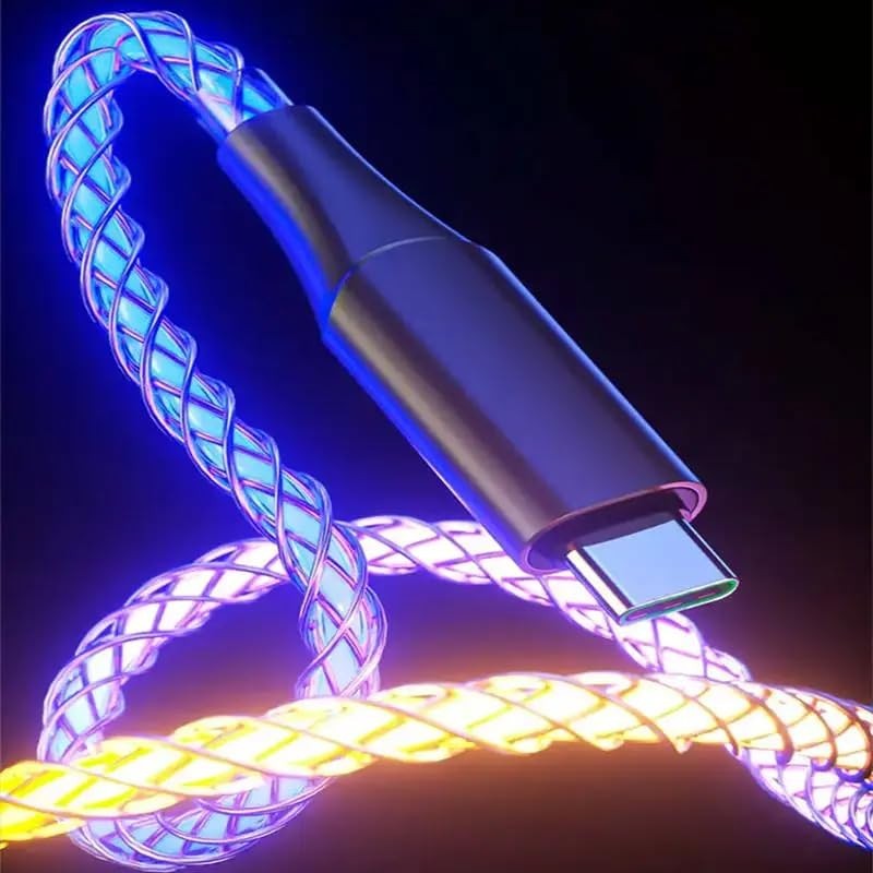 Illuminated USB C to USB C Cable, Zinc Alloy Braided Type-C PD Cable