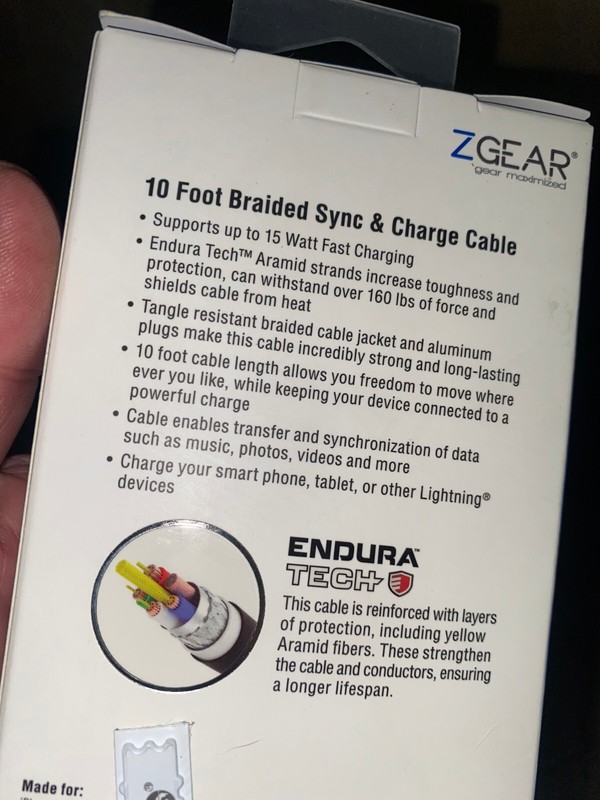 Z Gear Metal Housing. 10 Foot Braided Sync & Charge Cable, IPhone, IPad, IPod gallery